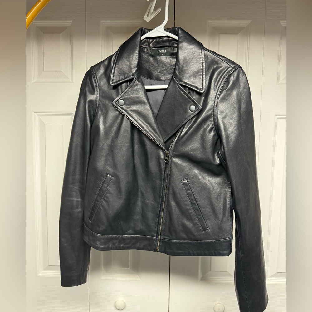 Women’s Abel Maha Leather Jacket, Black, Medium